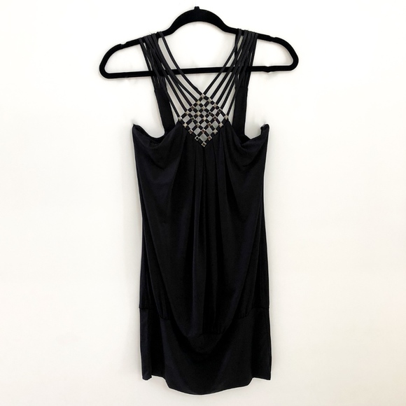 Windsor Dresses Windsor Black Satin Dress With Front Stud Detail Poshmark